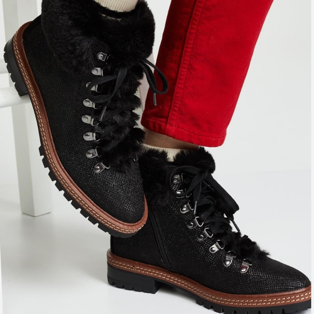 Kate Spade $198 Rosalie, Size 7.5 Black Faux Fur Booties, NWOT